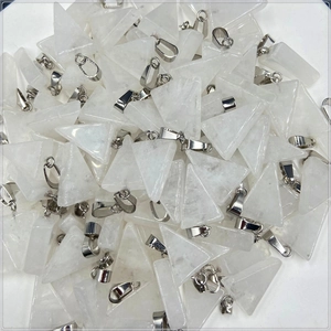 Translucent white crystal triangle pendants with silver clasps for DIY jewelry