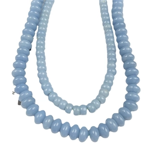 Collana a doppio strato in pietra angelo azzurro con perle tonde piatte e lisce