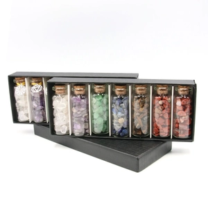 7 Chakra natural crystal wishing bottles set in a premium black gift box for yoga
