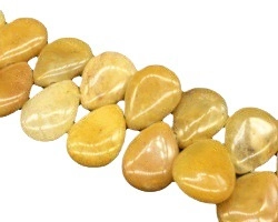 Set of 13x18mm yellow teardrop natural stone beads with a polished smooth surface finish