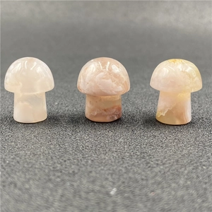Macro detail of agate mushroom crystal set with cherry blossom texture and pink quartz hues