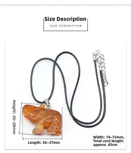 Tableau des tailles pour pendentif éléphant gravé dimensions 37x28mm et cordon 45cm
