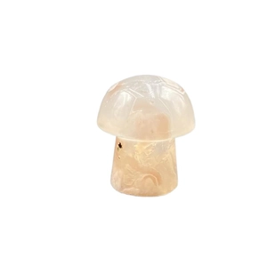 Polished pink agate crystal mushroom figurine for minimalist desktop home decoration