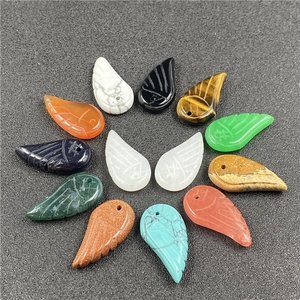 Carved angel wing pendants in various semi-precious stones for DIY jewelry making