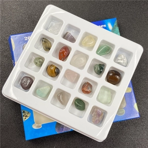 Educational 20pcs set of natural raw tiger eye and crystal mineral stones in tray