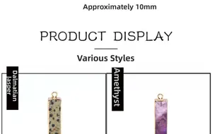Detailvergleich von rechteckigen Jaspis- und Amethyst-Anhängern mit Goldrand, ca. 10mm