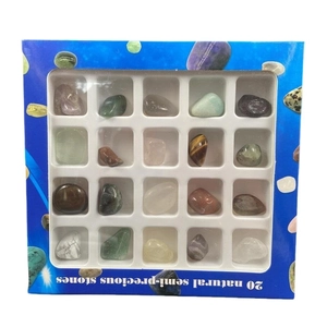 Educational set of 20 natural semi-precious stones including tiger eye and amethyst