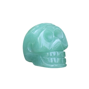 Pendentif crâne en aventurine verte naturelle avec trou de 5 mm pour bricolage Halloween