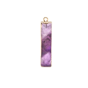 Rechteckiger facettierter Amethyst-Anhänger mit Goldrand für DIY-Schmuckherstellung