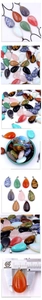 Macro view of teardrop natural stone pendants measuring 3.8cm with various stone textures