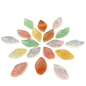 Natural jade magnolia petal pendants in agate and crystal for DIY jewelry making