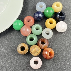 Macro view of 20mm round aventurine agate loose beads with large holes for jewelry DIY