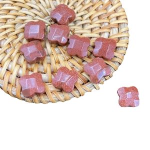 Brown goldstone four-leaf clover loose beads for DIY jewelry making and hair accessories