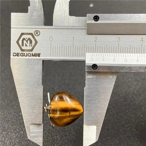 Tiger eye heart earring pendant measured at 16mm width using a digital caliper