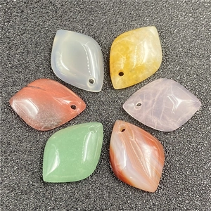 Natural Agate Jade Leaf Petal Charms For DIY Jewelry Making Hairpin Accessories Polished Stone Pendants