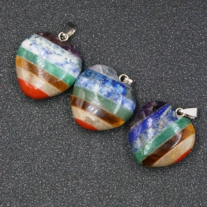 Natural Stone 7 Chakra Heart Pendant Necklace Healing Energy Crystal Yoga Meditation Spiritual Jewelry