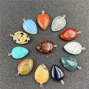 Teardrop Pendant Necklace Natural Synthetic Gemstone Waterdrop Healing Stone Polished Jewelry For Women