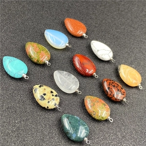 Set of 12 multi-color crystal teardrop pendants with silver bails for DIY jewelry making