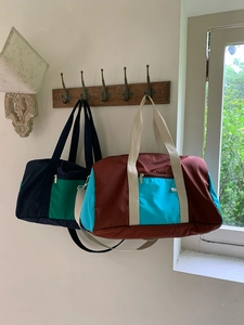Women Nylon Color Block Tote Bag Large Capacity Crossbody Shoulder Bag For Travel Yoga Outdoor Sports Fitness Handbag