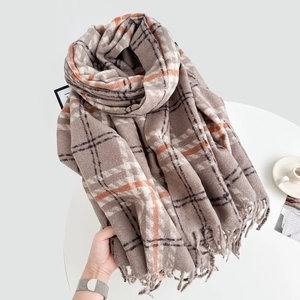 Sciarpa Classica A Quadri Con Nappine Per Donna Calda Spessa Imitazione Cashmere Morbida Scialle Invernale Stile Coreano