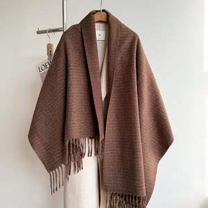 Einfarbig Winter Schal Für Damen Herren Dick Warm Kaschmirimitat Quasten Lange Stola Wrap Paar Weich Strick Pashmina Schal