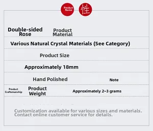 Detailed specs for 18mm double-sided carved agate rose pendant made of natural crystal