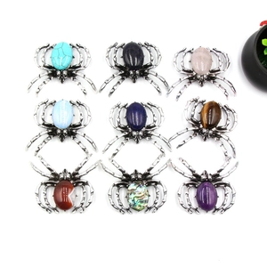 Pendentif Araignée Gothique Rétro Collier Broche Double Usage Pierre Naturelle Alliage Bijoux Vintage Pour Femmes Hommes