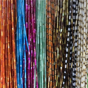 Colorful 3x12mm cylindrical agate beads in various natural stone textures for DIY jewelry