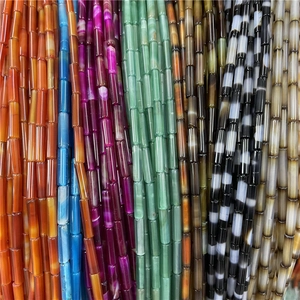 Colorful 3x12mm cylindrical agate beads with natural stone texture for DIY jewelry making
