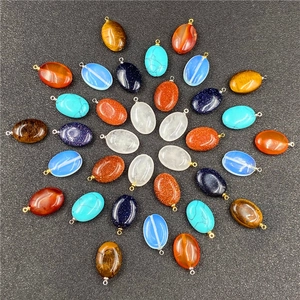 Ovale Natuursteen Kristal Agaat Hanger Voor Dames Heren DIY Sieraden Maken Gepolijste Steen Edelsteen Hanger Zonder Ketting