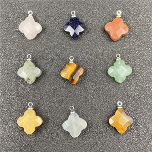 Detailed grid showing nine multi-color stone flower pendants with metal bails for jewelry diy