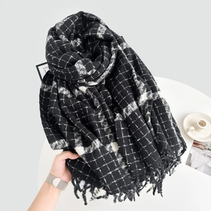 Karierter Schal Aus Kaschmirimitat Weich Verdickt Schal Omslagdoek Mit Fransen Winter Herbst Damen