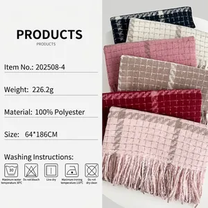 Dicker karierter Schal mit Fransen in verschiedenen Farben, weicher Polyester-Pashmina-Schal