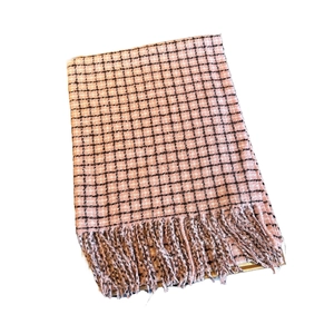 Elegante sciarpa calda spessa pied de poule da donna con dettagli di frange morbide