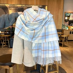 Winter Dick Weich Kariert Schal Für Damen Klassisch Quaste Warm Kaschmir Imitat Großer Schal Outdoor Halswärmer Lässig Mode