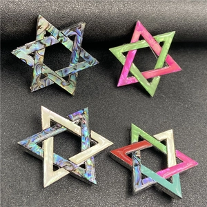 Vintage Hexagram Star of David pendant in abalone shell and colorful shell inlay designs