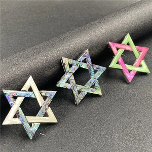 Abalone shell hexagram star necklace brooches in vintage silver for women decoration