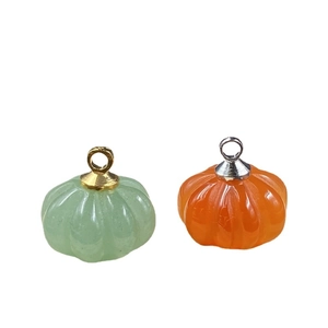 Pendenti a forma di zucca in pietra di cristallo naturale verde e arancione per gioielli