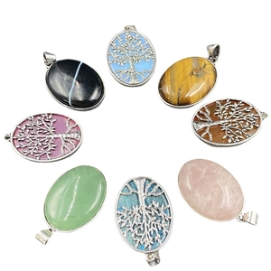 Pendentifs arbre de vie en cristal d'agate et pierres naturelles pour collier femme