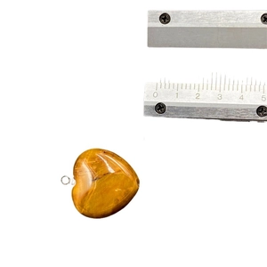 Tiger eye stone heart pendant with 2.8cm width and silver metal ring for DIY jewelry