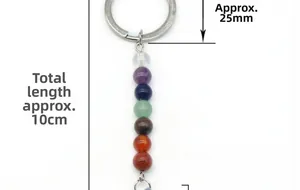 Dettaglio portachiavi Merkaba da 10cm con pietre colorate e misure delle dimensioni