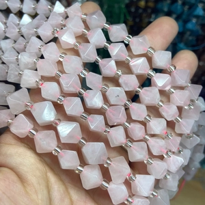 Rhombus faceted rose quartz gemstone loose beads for DIY jewelry making and crafts