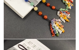 Detailed handmade colorful crystal stone car hanging ornament with woven rainbow beads