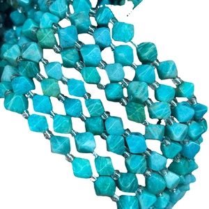 Faceted natural blue agate stone beads for DIY jewelry making in multi-layer strand