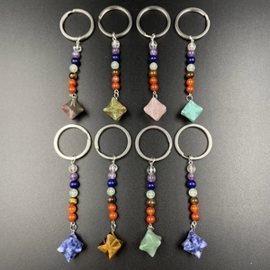 Portachiavi 7 Chakra Pietra Naturale Stella Merkaba Cristallo Guarigione Ciondolo Borsa Geometria Sacra Gioielli Spirituali Donna