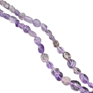 Natural irregular amethyst beads in shades of purple on a string for DIY jewelry making