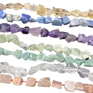 Natural irregular raw crystal stone beads including amethyst and lapis lazuli for DIY jewelry