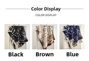 Detailed comparison of ink wash butterfly scarves in black, brown, and blue color options