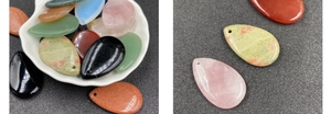 Polished teardrop crystal pendants in various natural stones with pre-drilled holes