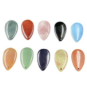 Polished water drop crystal stone pendants in various colorful natural gem materials